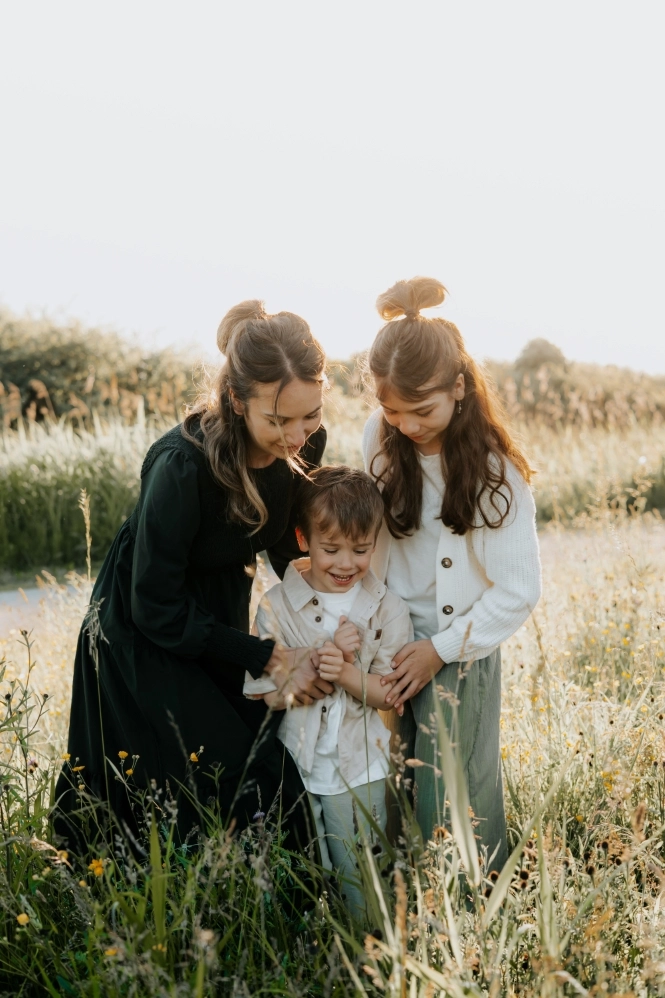 Familiefoto, mama met 2 kindjes